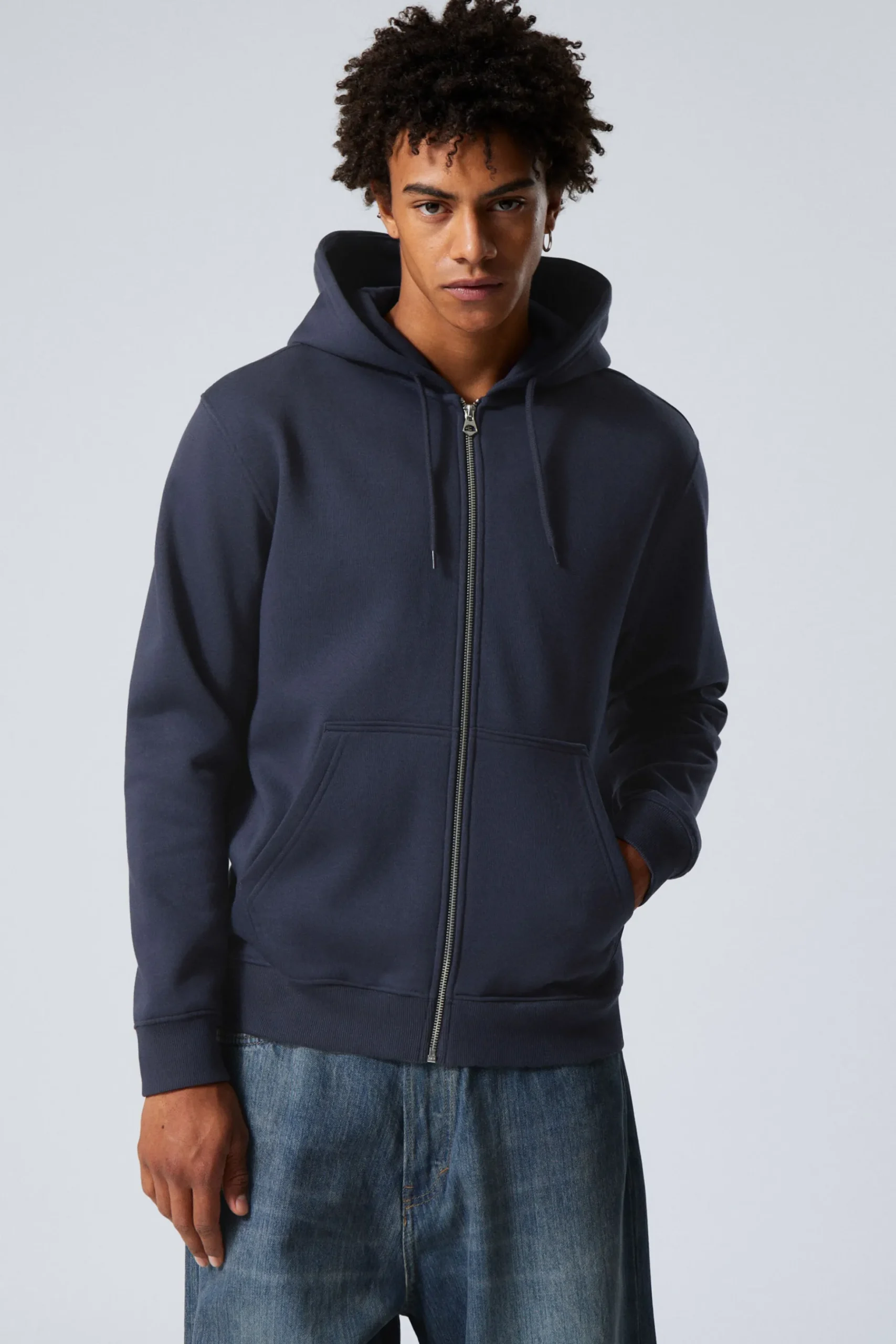 Weekday STANDARD MIDWEIGHT ZIP HOODIE dark blue Store