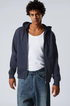 Weekday STANDARD MIDWEIGHT ZIP HOODIE dark blue Store