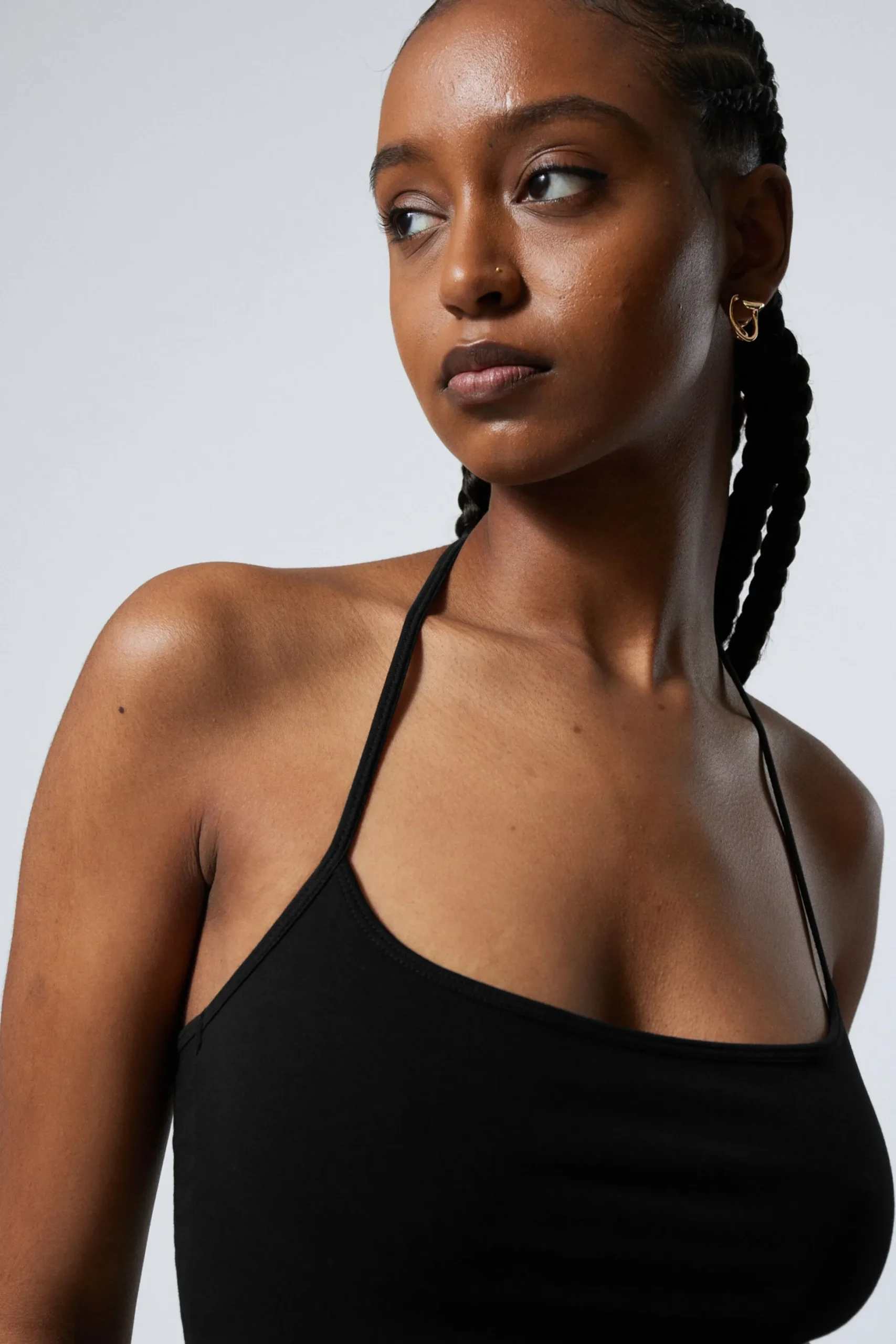 Weekday STRAP HALTER TANK TOP black Shop