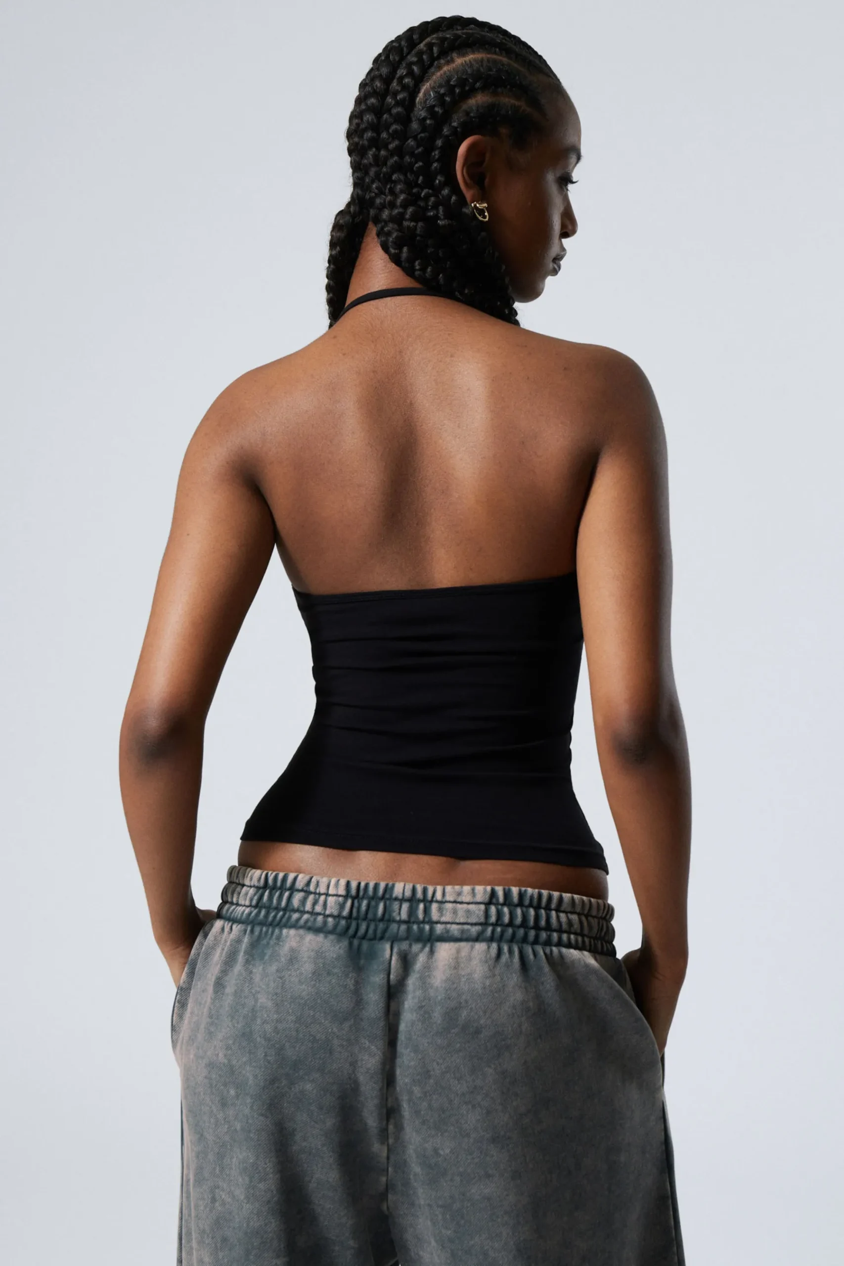 Weekday STRAP HALTER TANK TOP black Shop