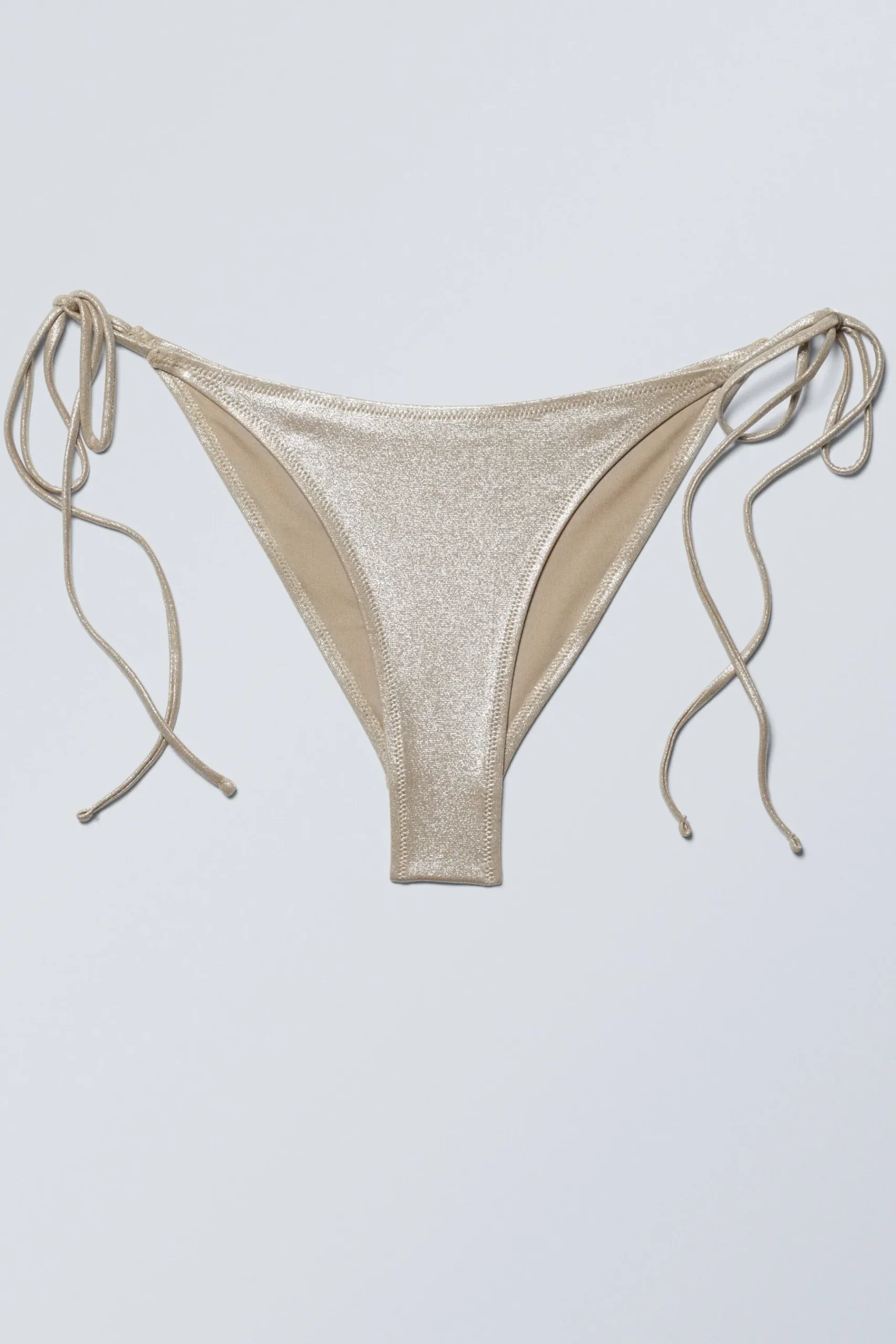 Weekday STRAPPY GLITTER BIKINI BOTTOMS beige glitter Best Sale