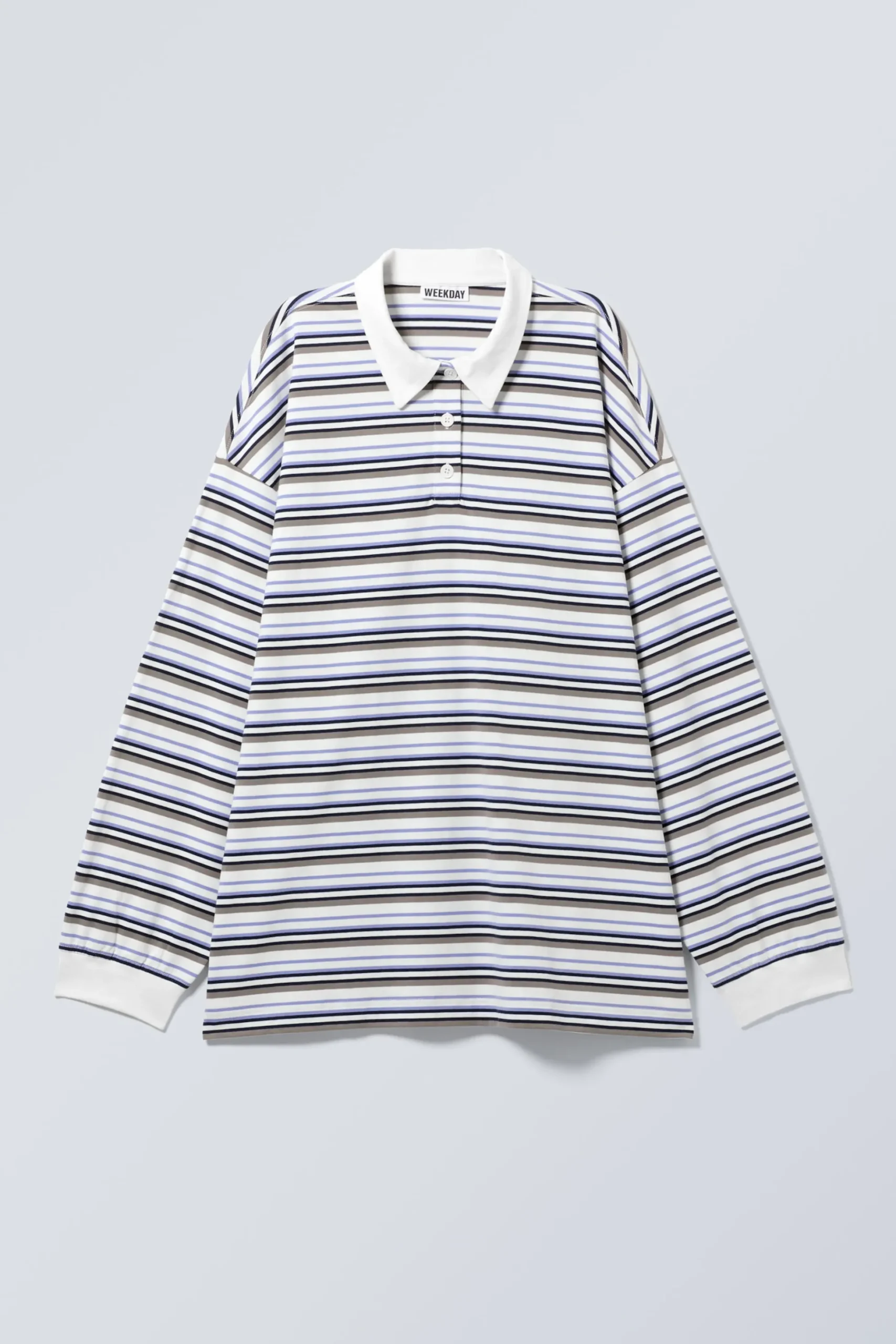 Weekday STRIPED OVERSIZED POLO SHIRT blue & beige stripe Fashion