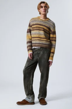 Weekday STRIPED REGULAR FIT SWEATER yellow/brown stripe Shop