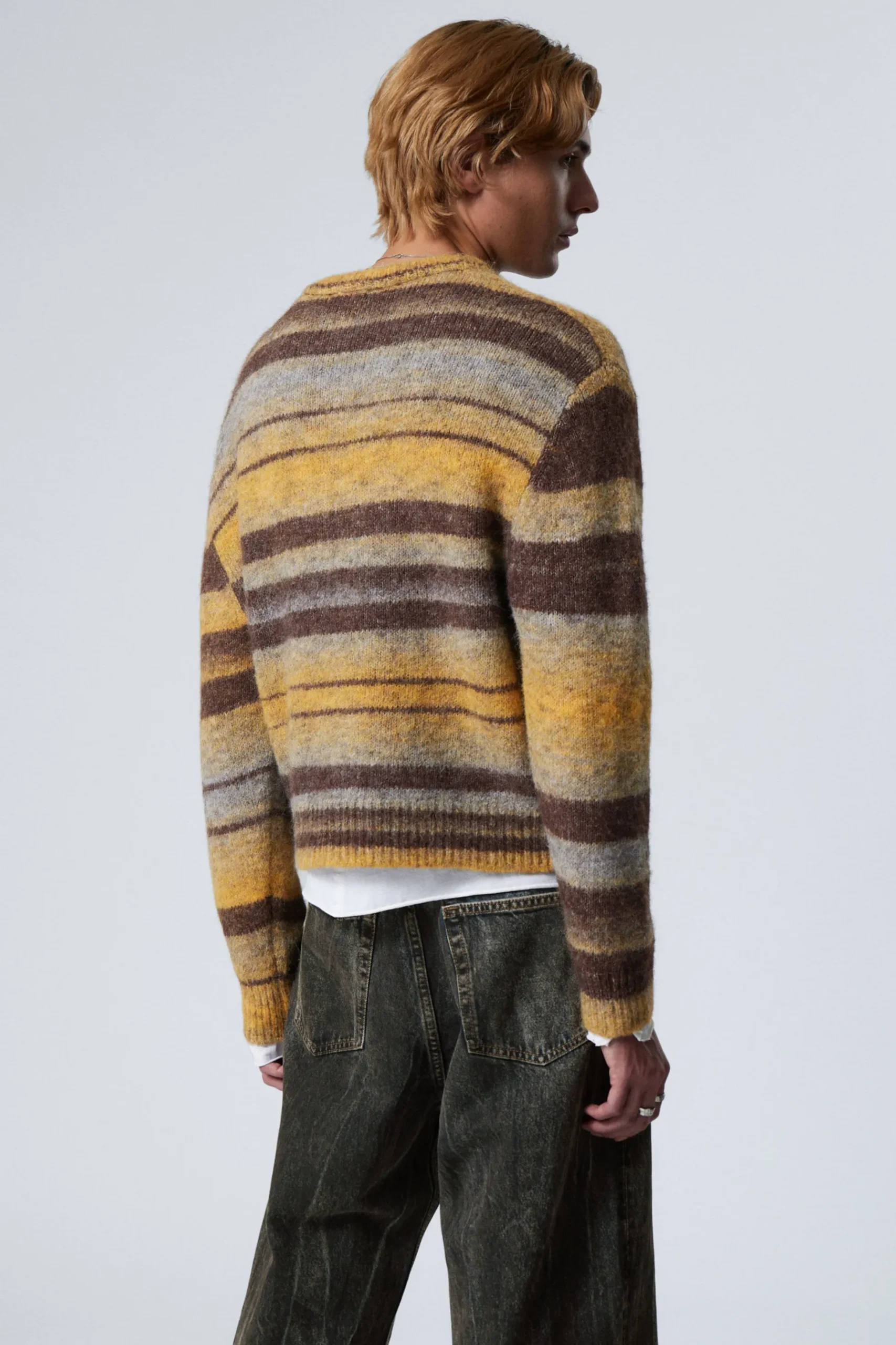 Weekday STRIPED REGULAR FIT SWEATER yellow/brown stripe Shop