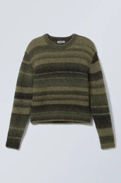 Weekday STRIPED REGULAR FIT SWEATER khaki green irregular stripe Store