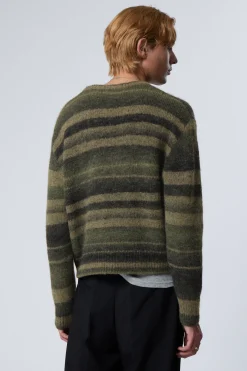 Weekday STRIPED REGULAR FIT SWEATER khaki green irregular stripe Store