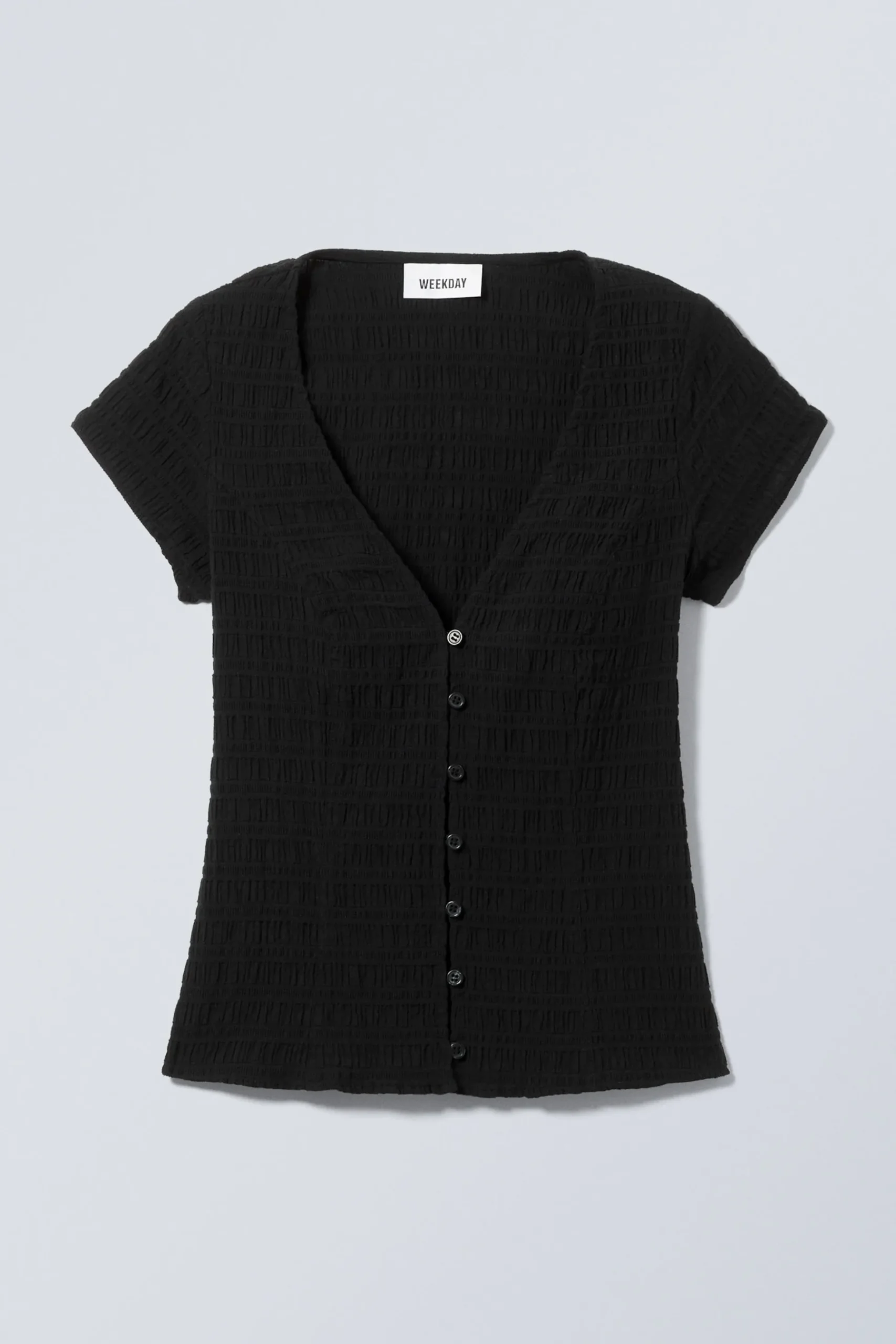 Weekday STRUCTURED SHORT SLEEVE COTTON TOP black Discount