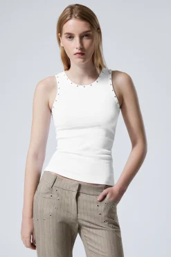 Weekday STUD DETAILED TANK TOP white Clearance