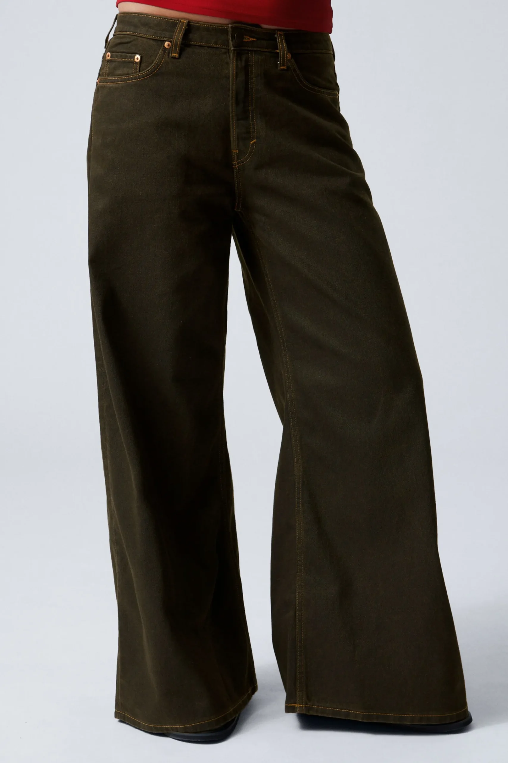 Weekday TELESCOPE LOW LOOSE WIDE JEANS brown stone Online