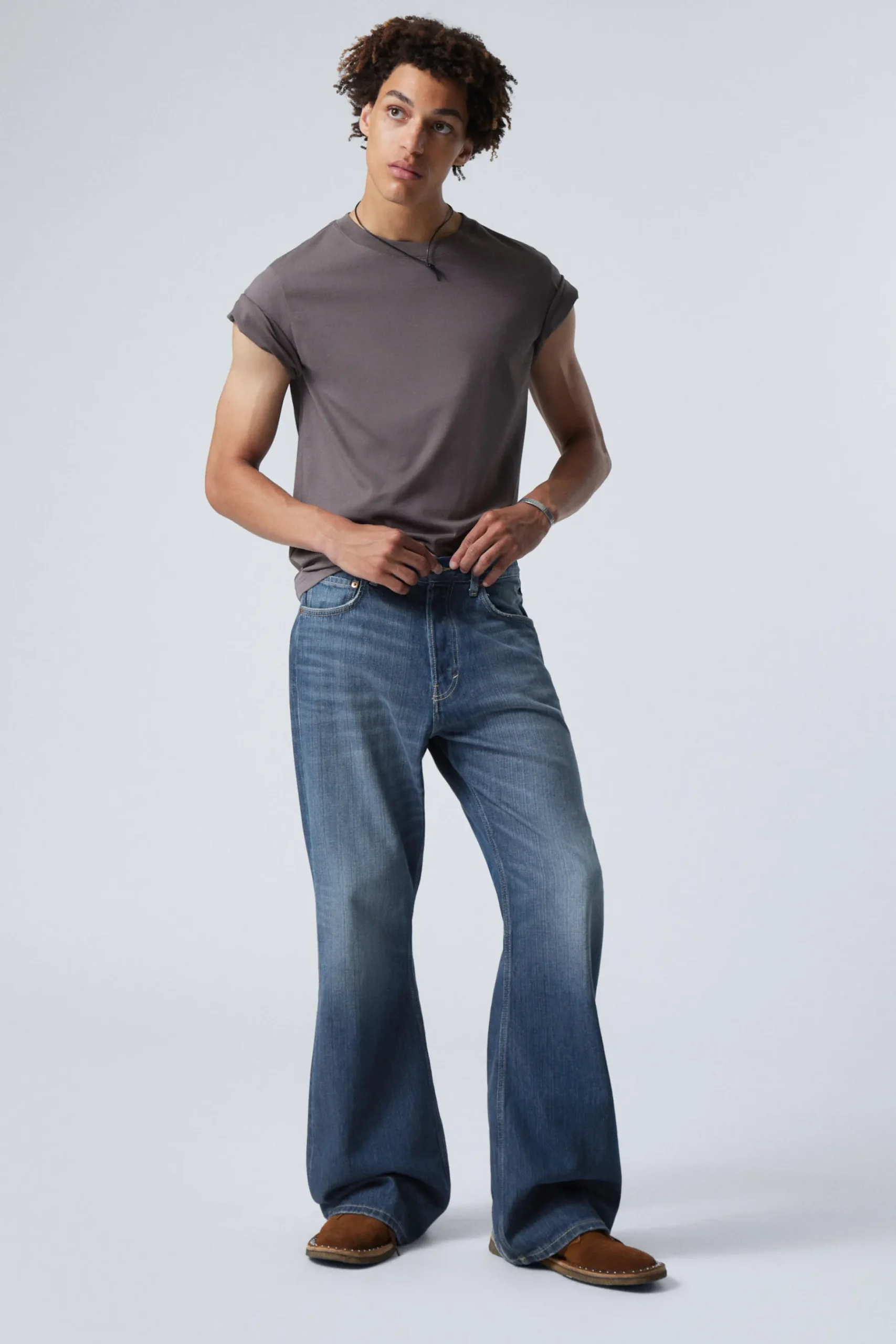 Weekday TIME LOOSE BOOTCUT LEG JEANS mine blue medium blue Flash Sale