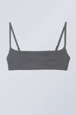 Weekday TOWELLING SCOOP NECK BIKINI TOP dark grey Store