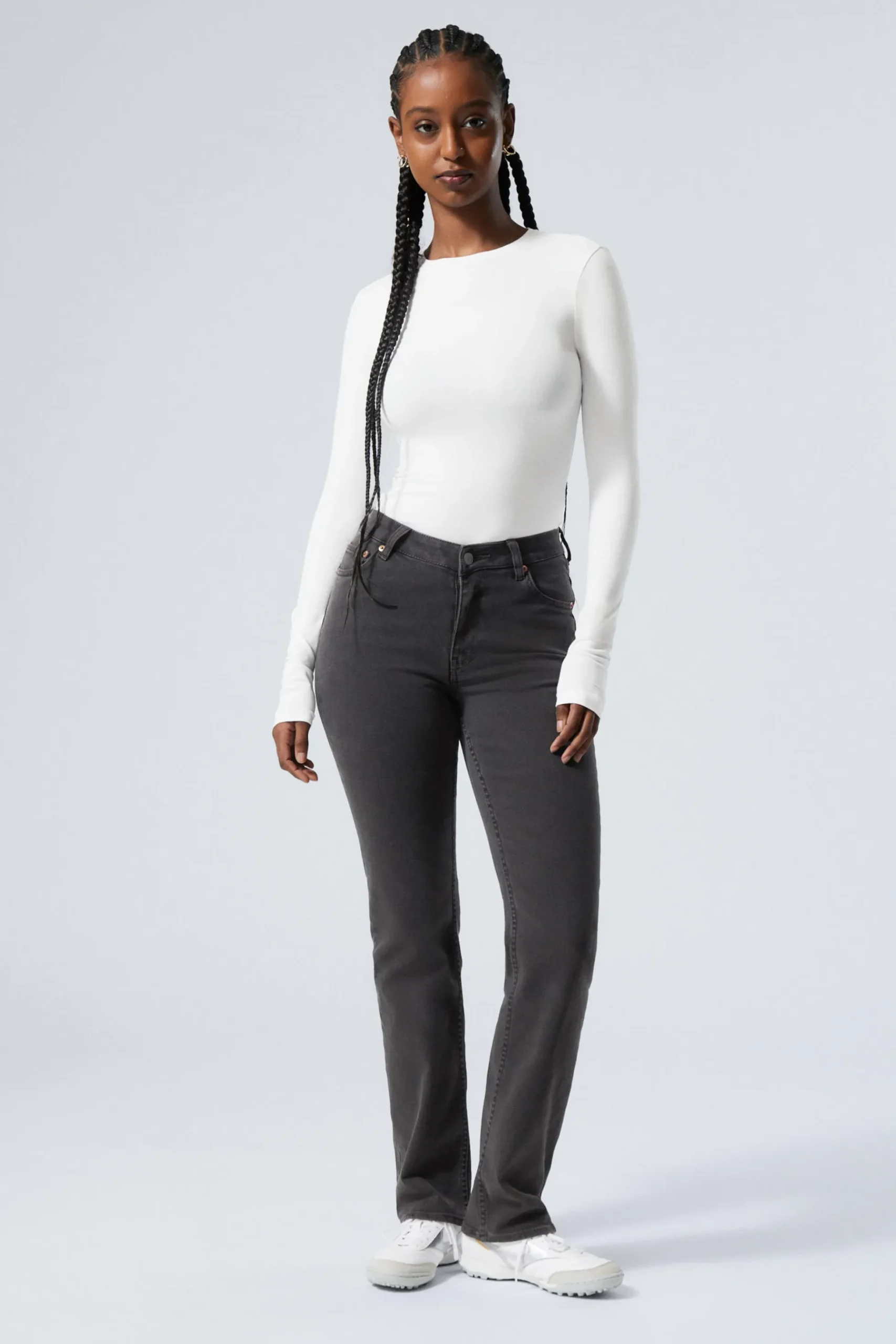 Weekday TWIG CURVE MID RISE SLIM STRAIGHT LEG JEANS black lux black Flash Sale