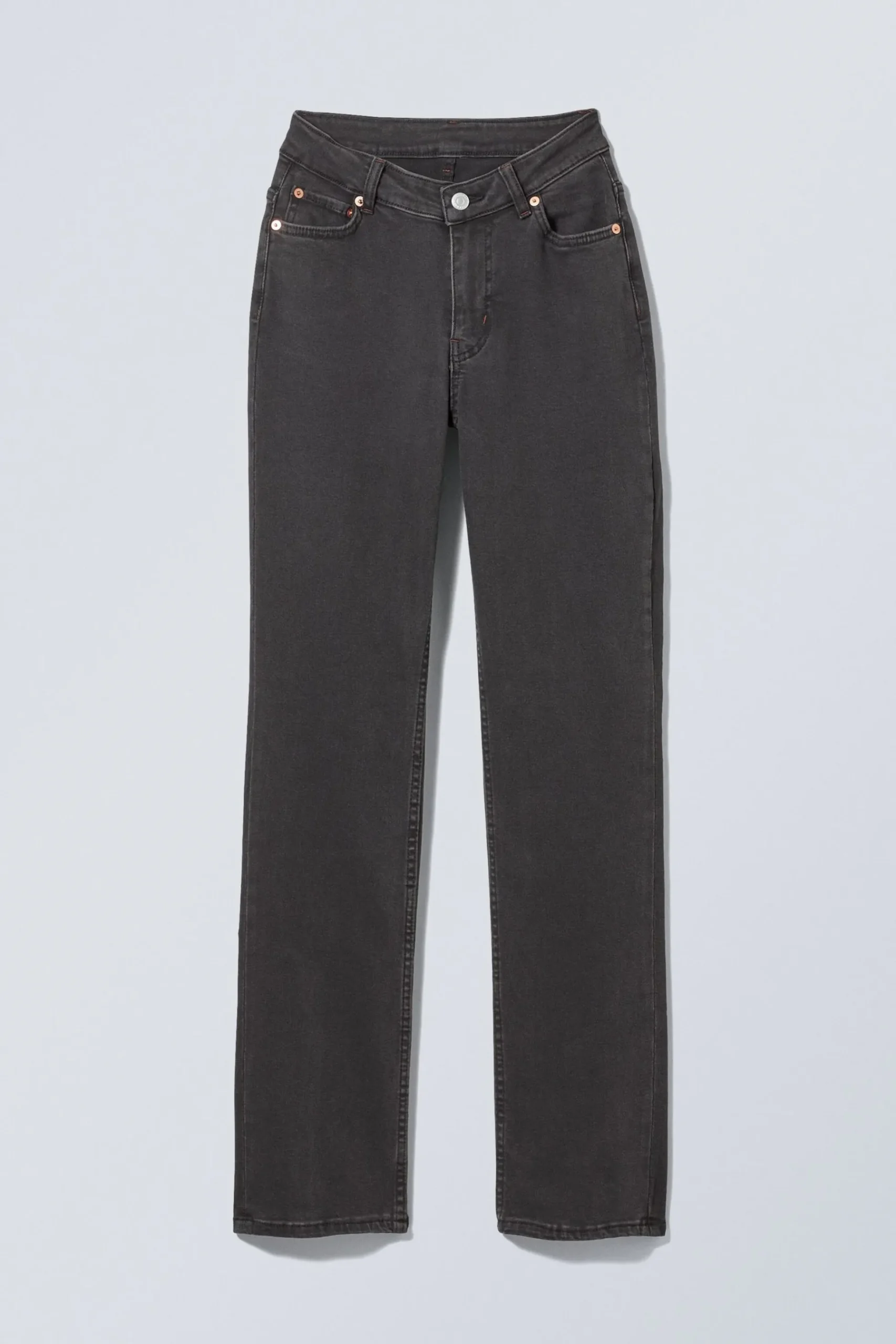 Weekday TWIG CURVE MID RISE SLIM STRAIGHT LEG JEANS black lux black Flash Sale