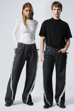 Weekday TWIST RELAXED FRAYED JEANS black rinse Flash Sale