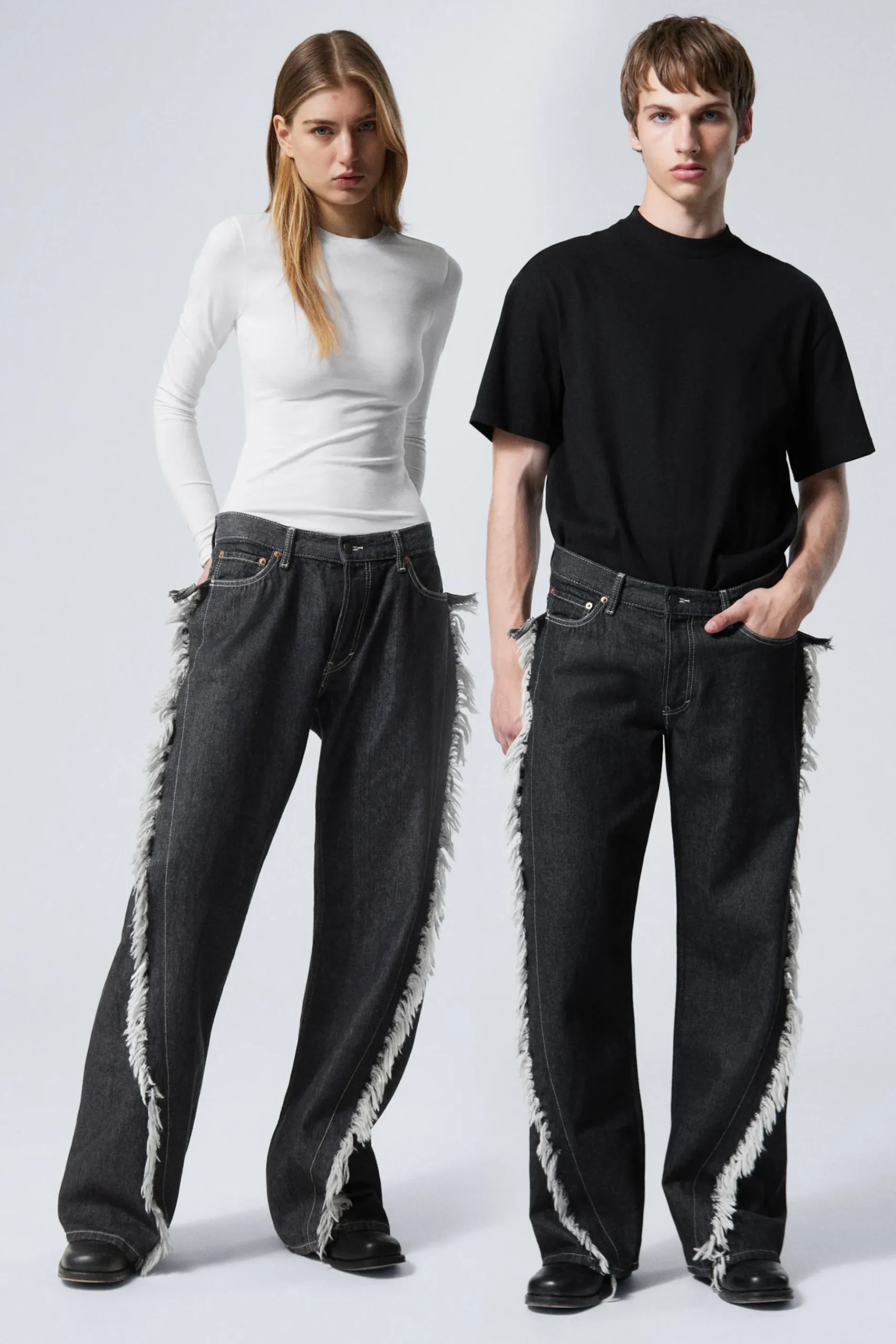 Weekday TWIST RELAXED FRAYED JEANS black rinse Flash Sale