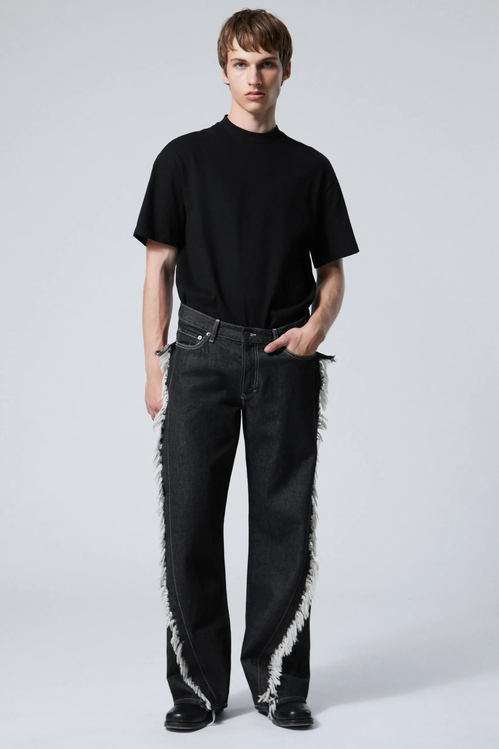 Weekday TWIST RELAXED FRAYED JEANS black rinse Flash Sale