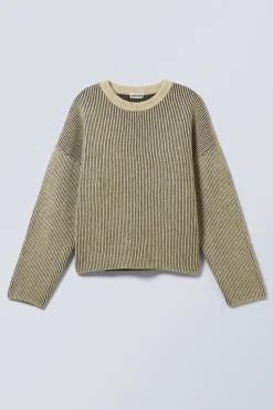 Weekday TWO-TONED KNITTED WOOL-BLEND SWEATER khaki Flash Sale