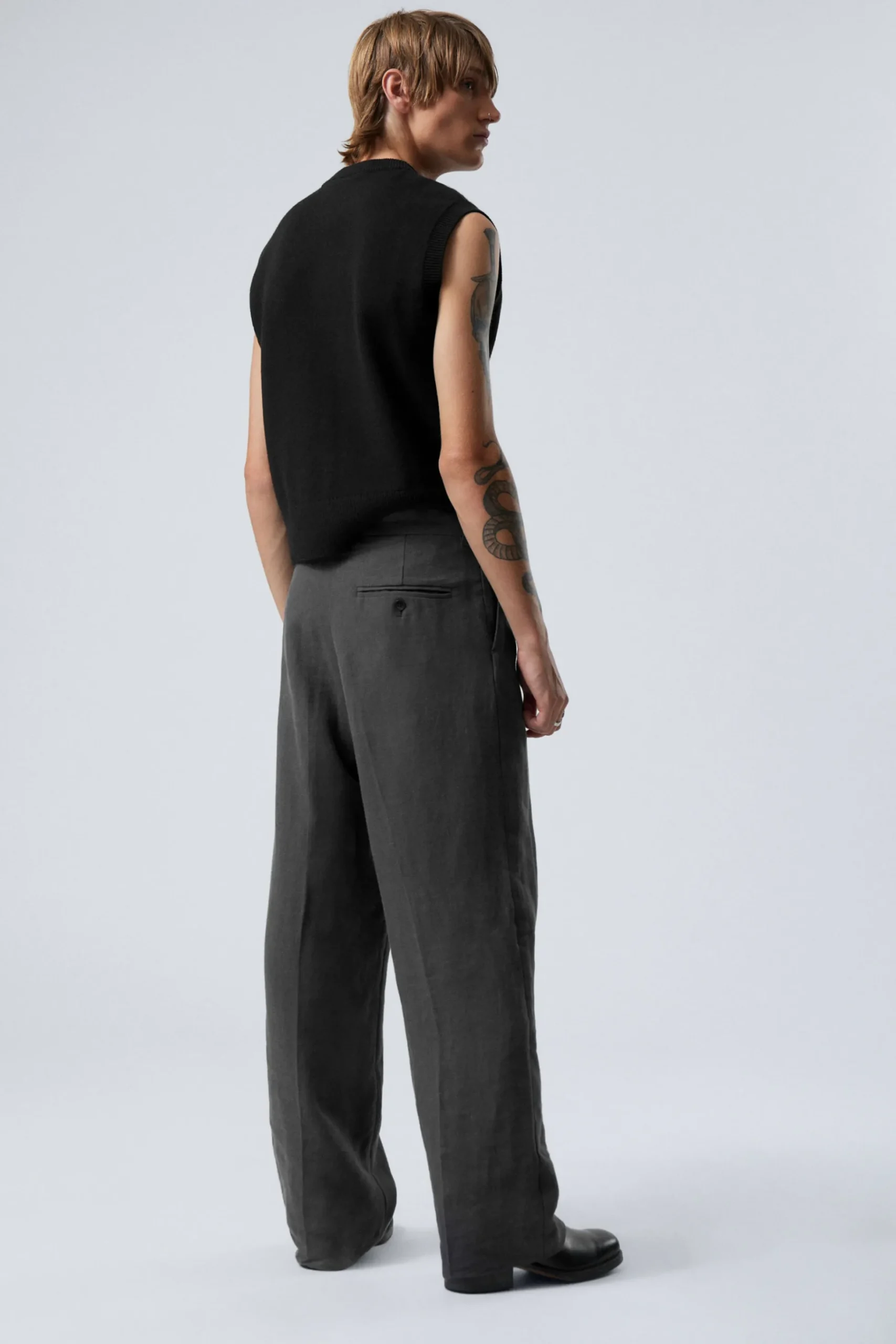 Weekday UNO LOOSE LINEN SUIT TROUSER dark grey Cheap