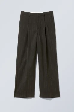 Weekday UNO LOOSE SUIT TROUSERS dark grey pinstripe New
