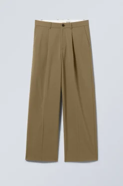 Weekday UNO LOOSE SUIT TROUSERS khaki green Shop