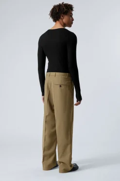 Weekday UNO LOOSE SUIT TROUSERS khaki green Shop
