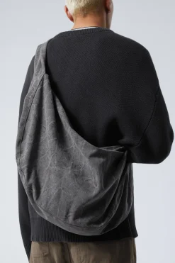 Weekday WASHED COTTON CROSSBODY BAG washed dark grey Hot