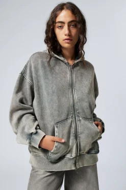 Weekday WASHED LOOSE FIT ZIP HOODIE washed turquoise Online