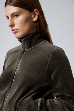 Weekday WASHED VELVET MINI JACKET washed black Fashion