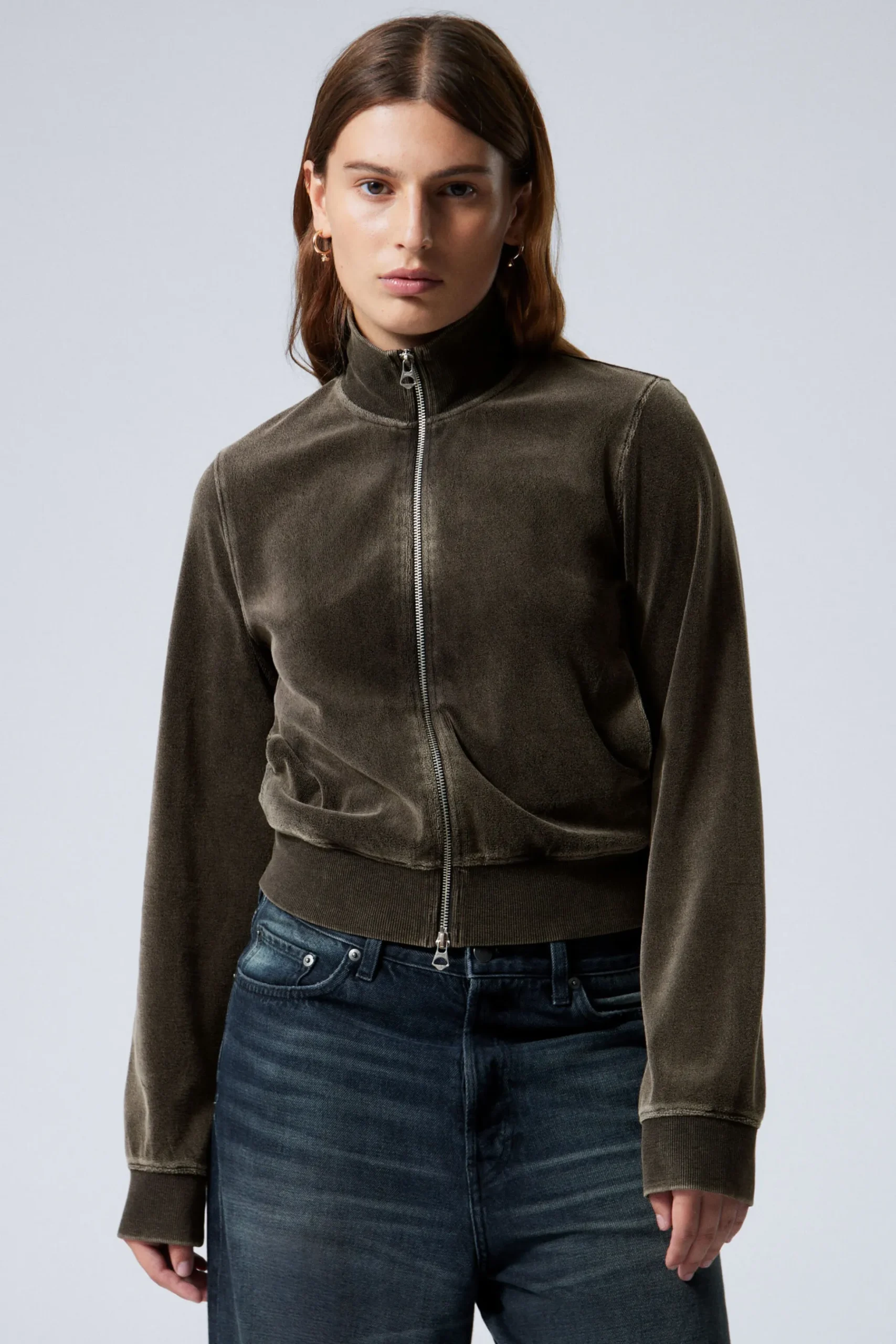 Weekday WASHED VELVET MINI JACKET washed black Fashion