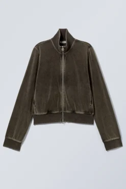 Weekday WASHED VELVET MINI JACKET washed black Fashion