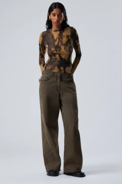 Weekday WASHED WIDE COTTON TROUSERS dark brown Best