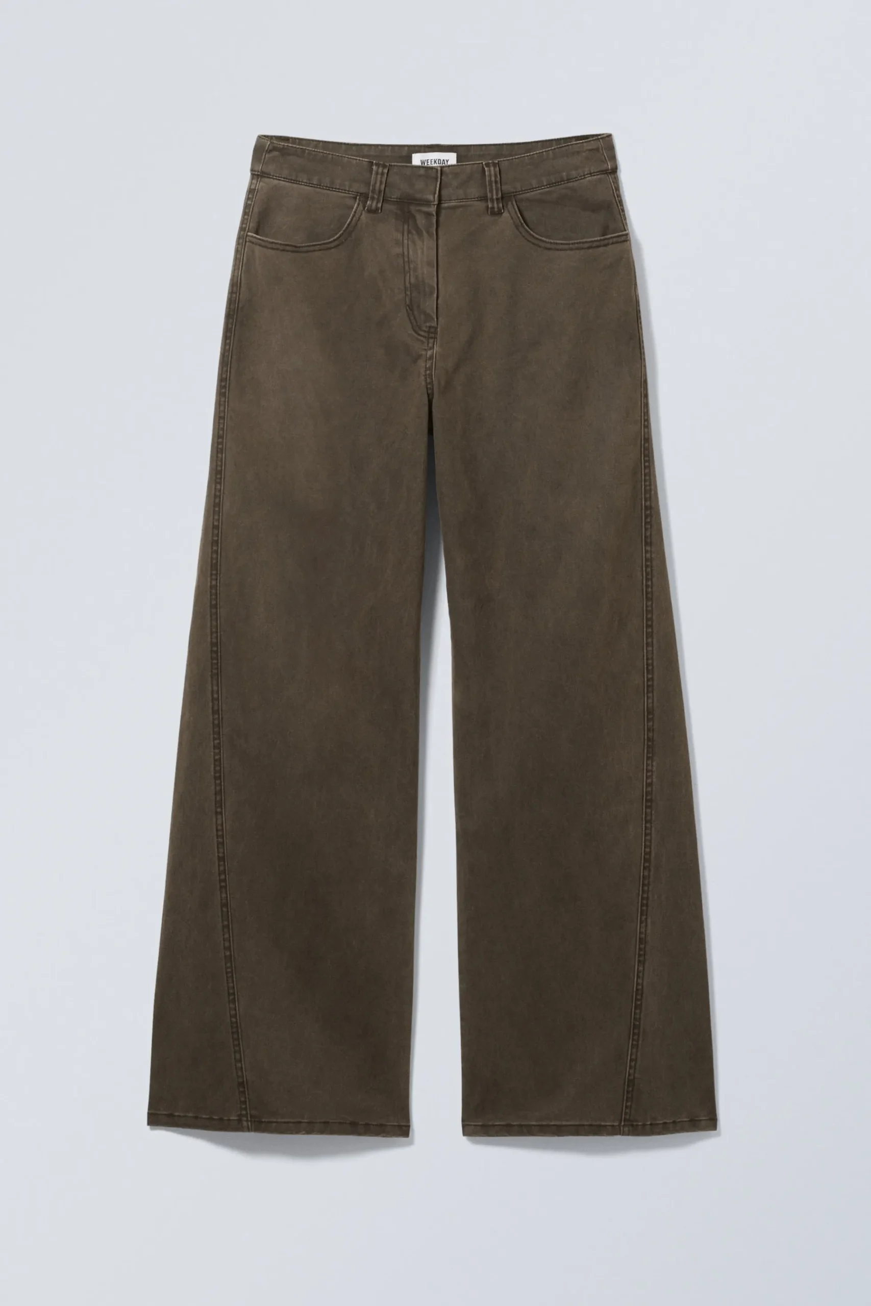 Weekday WASHED WIDE COTTON TROUSERS dark brown Best