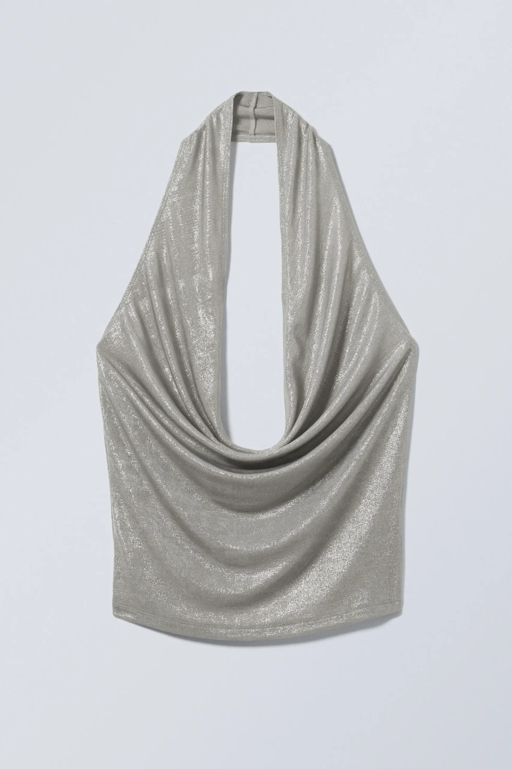 Weekday WATERFALL DRAPE HALTERNECK TOP dusty grey Hot