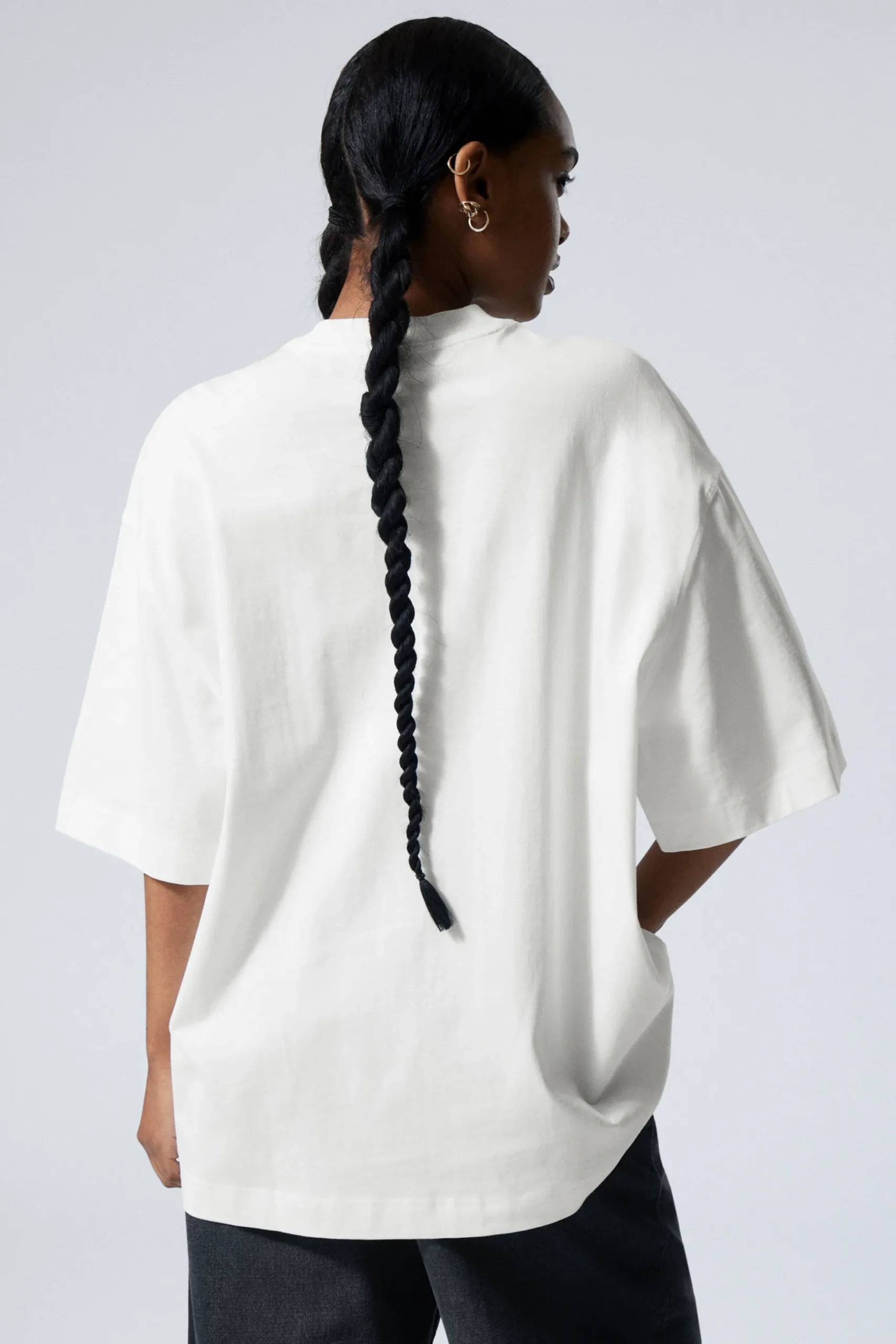 Weekday WIDE OVERSIZED PRINTED T-SHIRT white sphynx cat Discount