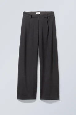 Weekday WIDE PLEATED TROUSERS dark grey melange Flash Sale