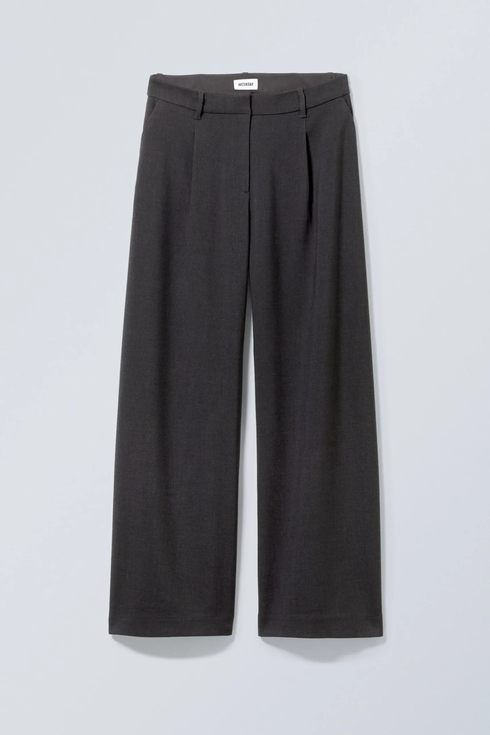 Weekday WIDE PLEATED TROUSERS dark grey melange Flash Sale