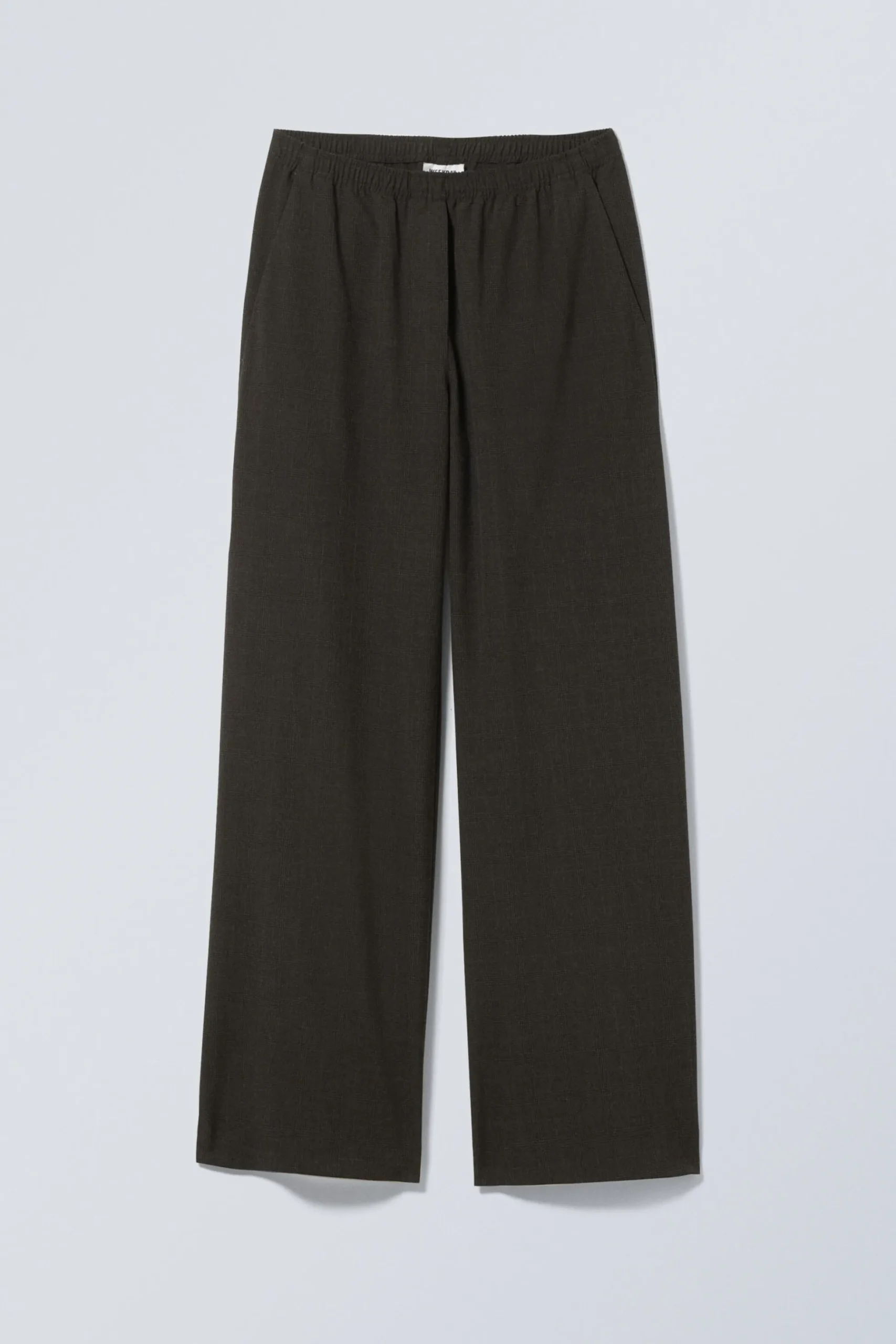 Weekday WIDE PULL ON SUITING TROUSERS black check Cheap