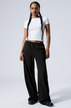 Weekday WIDE PULL ON SUITING TROUSERS black Cheap
