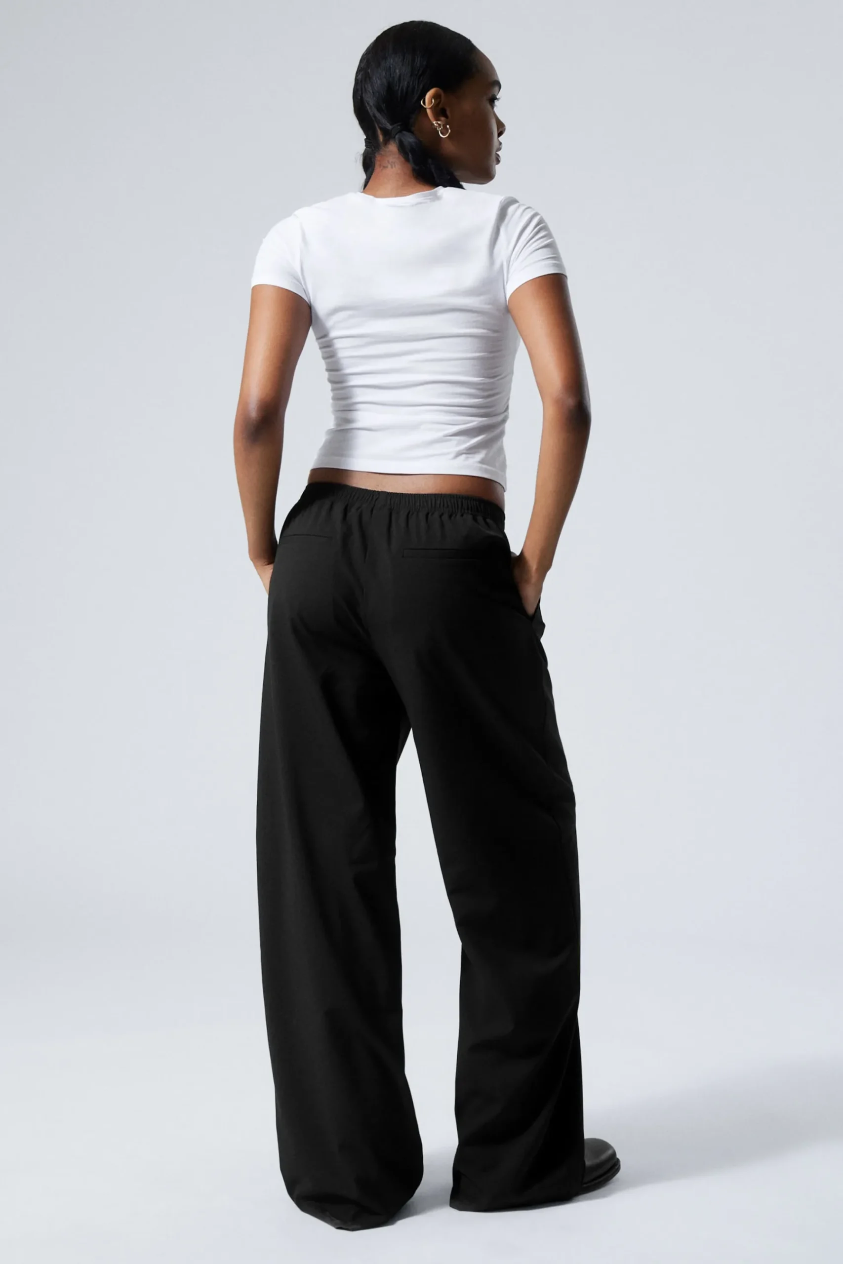 Weekday WIDE PULL ON SUITING TROUSERS black Cheap