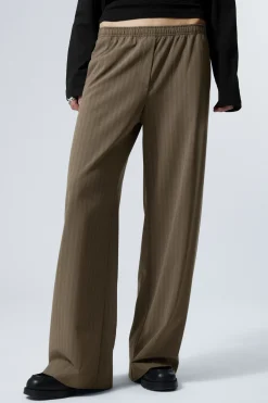 Weekday WIDE PULL ON SUITING TROUSERS dark mole stripe Cheap