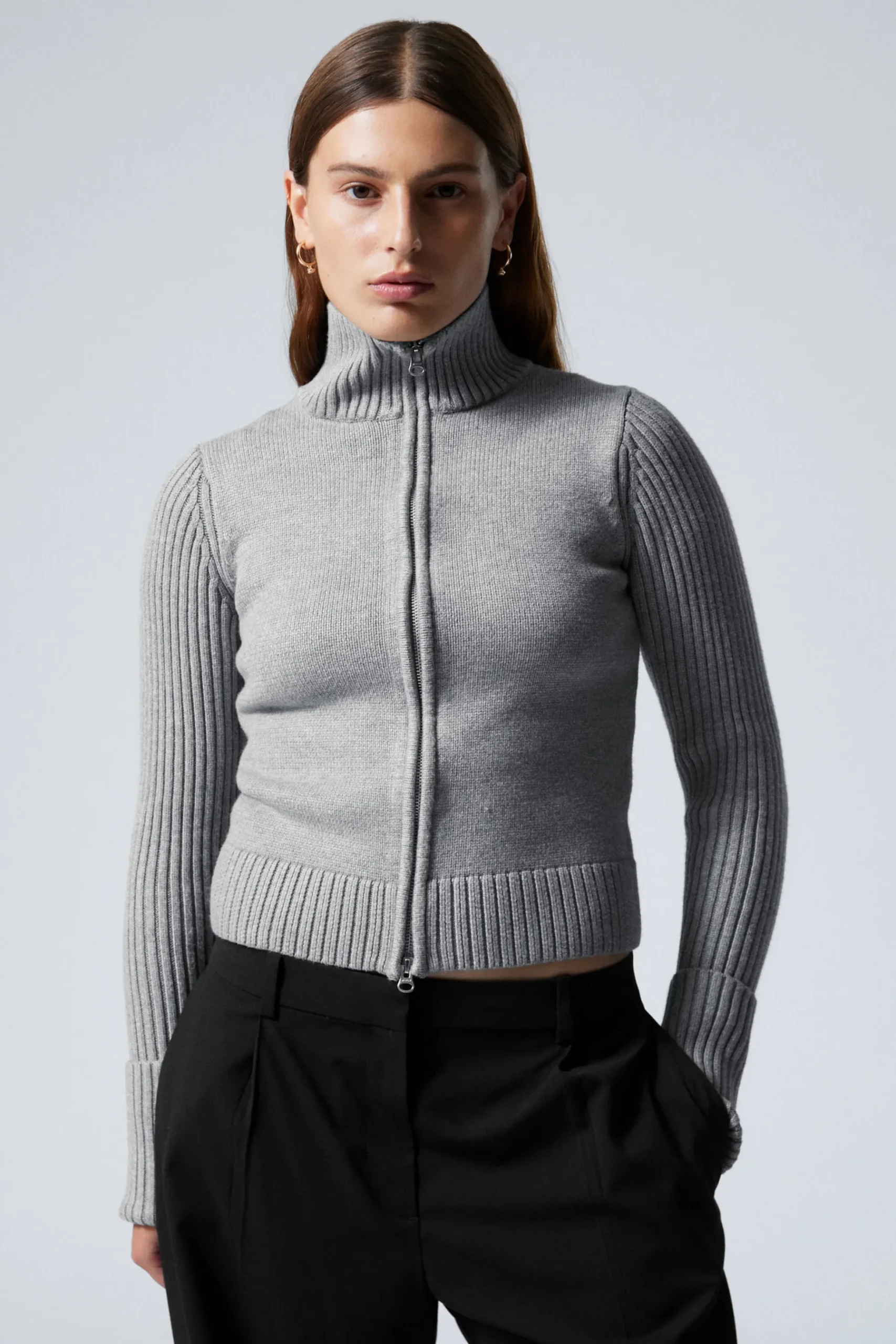 Weekday WINONA ZIP CARDIGAN grey melange Online