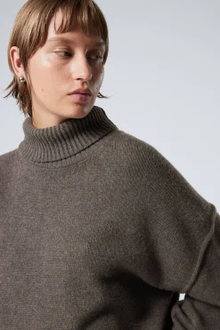Weekday WOOL TURTLENECK SWEATER dark mole Hot