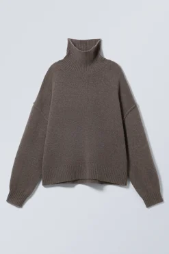 Weekday WOOL TURTLENECK SWEATER dark mole Hot