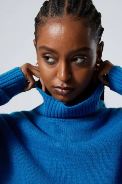 Weekday WOOL TURTLENECK SWEATER bright blue Discount